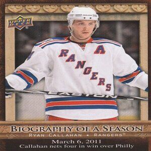 Ryan Callahan - 2011 Upper Deck Biography Of A Season Hockey Card